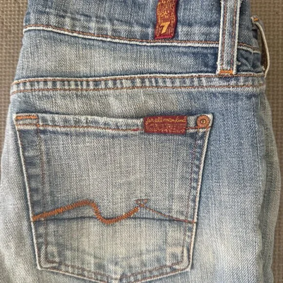 7 For All Mankind Low Rise Bootcut Jeans- 29- Medium  Blue Wash- Y2K - Picture 10 of 12